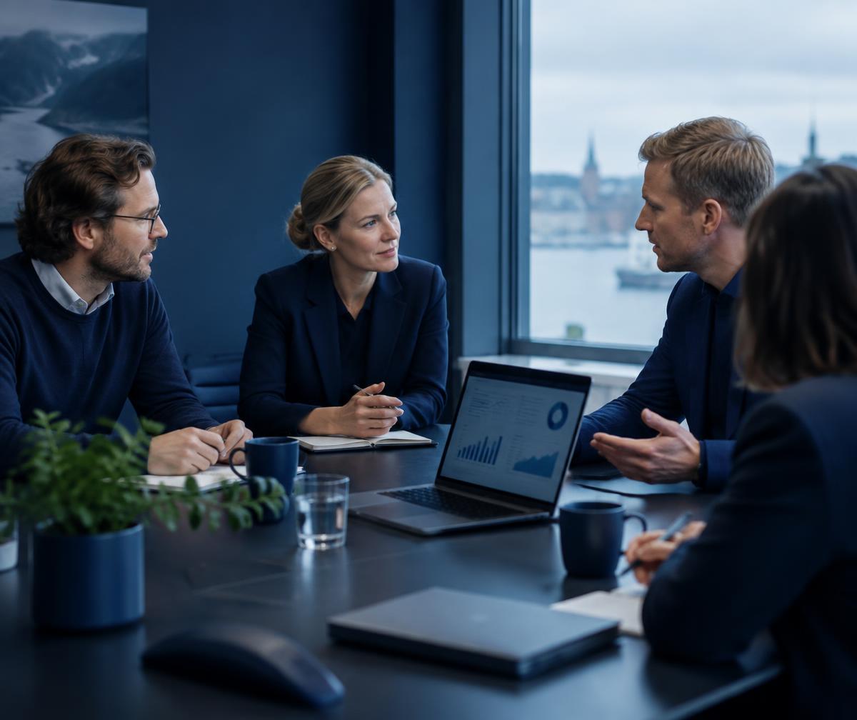 Leadership team of a Microsoft partner reviewing a business plan
